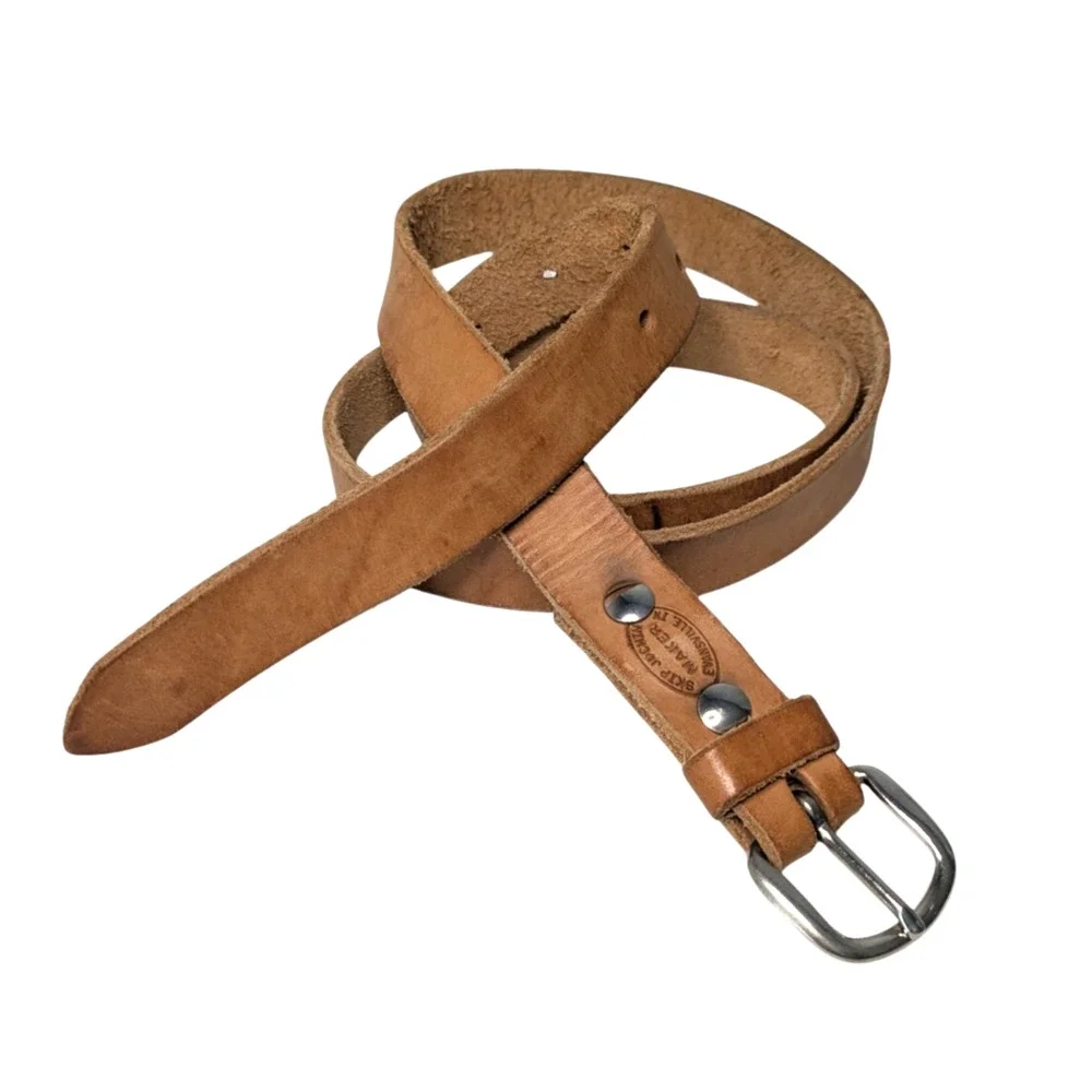 Skip Jochim Beige Tan Brown Handmade Leather Belt Evansville Indiana Bespoke